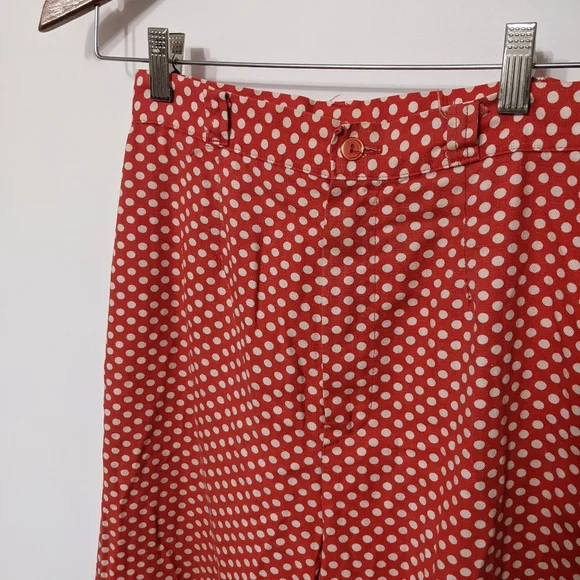 (36) vtg 70s high waisted red polka dot flare pants - Picture 5 of 5